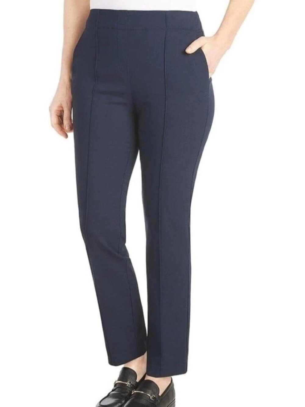 Hilary Radley Women's Size L Navy Pull-On Stretch Dress Pants